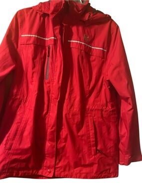 Chickfila red Team Style Oobe Hooded Rain Jacket Parka Medium M